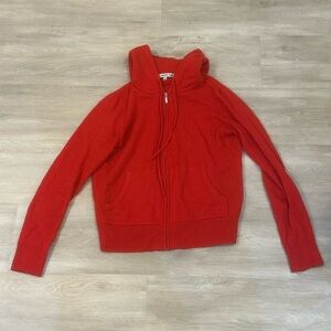 Red zip up 100% cashmere sweatshirt